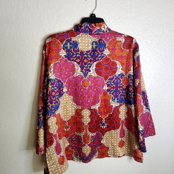 Natori abstract v neck multicolor blouse sz Xl - Picture 8 of 9